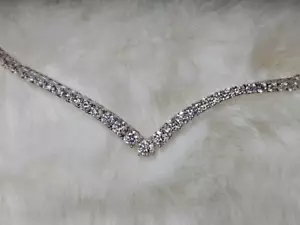 3-5mm Moissanite Tennis Necklace S925 Sterling Silver 17.5in Pass Tester - Picture 1 of 3