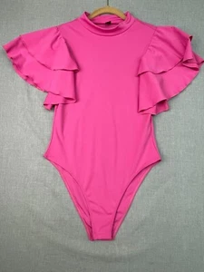 Body donna Evolu Shein rosa, maniche arricciate, taglia M/6 - Foto 1 di 8