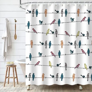 Bird Shower Curtain Multicolor Rowley Birds Funny Bathroom Decor Fabric 72"x72" - Picture 1 of 9