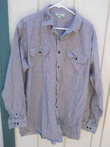 VINTAGE 70'S KEY BLUE&WHITE COTTON LONG SLEEVE WORK SHIRT SZ XLRG US MADE BY KEY - Picture 1 of 4