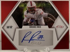 2023 Rashee Rice Sage Red Foil RC Auto #A-RR SMU Mustangs , Kansas City Chiefs