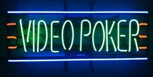 Video Poker Real Glass Neon Sign Store Advertising Light Room Wall Decor 19"x10" - Picture 1 of 1