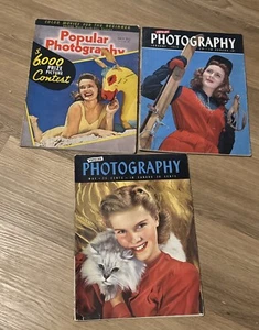 VINTAGE 1941 1944 1946 Popular Photography  3 X MAGAZINE  Lot Set Camera Film - Picture 1 of 2