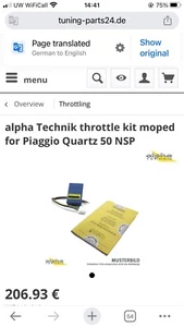 Alphatechnik Drosselklappensatz für Piaggio Quartz 50 NSP Restriction Kit - Bild 1 von 6