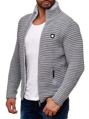 REDBRIDGE Herren PREMIUM RB Strickjacke Übergangsjacke Jacke Sweat Grau - Bild 1 von 4