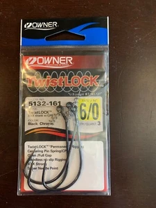FISH HOOKS size 6/0 black chrome 3-pack New! Owner TwistLOCK #5132-161 - Picture 1 of 3