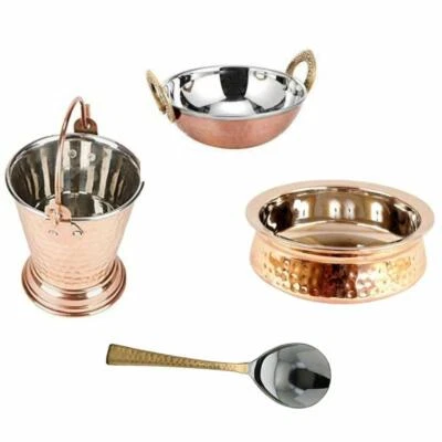 Hammered Steel Copper Utensils Serving Set of 4pcs. - Image 1 of 4