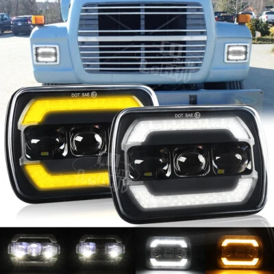 Fit For Ford L9000 L800 LN700 Truck 2PC 7x6" 5x7 LED Headlight High/Low Beam DRL - Image 1 of 4