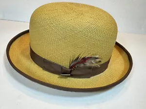 Medium Bailey Stroh Bowler Derby Hut Made in USA hellbraun - Bild 1 von 7