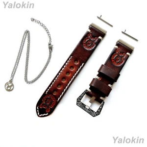 Taurus Zodiac Set Embossed Brown Leather Band for Fitbit Versa and 25" Pendant - Picture 1 of 13