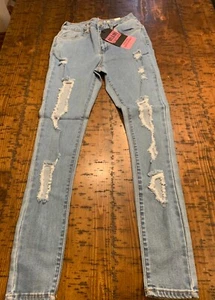 Refuge Miami Light Wash High Rise Distressed Super Skinny Jean - Picture 1 of 5