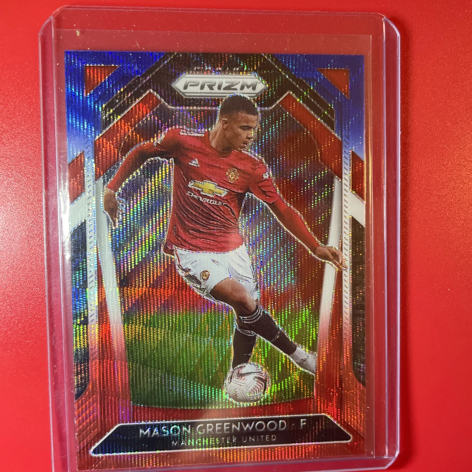 2020-21 Panini Prizm Premier League Mason Greenwood RC  Red White Blue Prizm