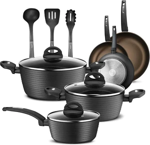 Juego de Ollas y Sartenes de Ceramica Cocina Antiadherente Utensilios 12 Piezas - Picture 1 of 12
