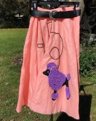 Falda caniche vintage ~ ¡Hecha a mano única! Caniche PomPom púrpura ~ ADORABLE  Foto 1 de 4