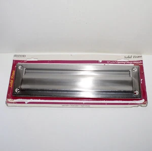 Vintage Large Mail Slot 13” brass satin nickel silver with curved hinged flap - Picture 1 of 10