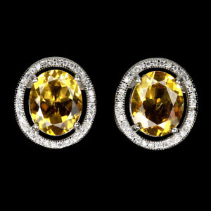 Oval Citrine 11x9mm Simulated Cz Gemstone 925 Sterling Silver Jewelry Earrings