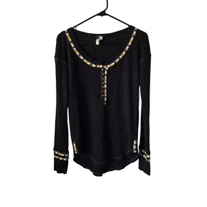 Free People US Gr. XS We The Free Rainbow Thermo Henley Top schwarz Thermo Henley - Bild 1 von 9