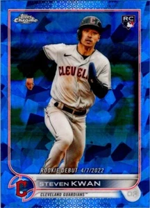 2022 Topps Chrome Aggiornamento Zaffiro Steven Kwan RC Rookie Debutto #US17 Guardiani - Foto 1 di 2