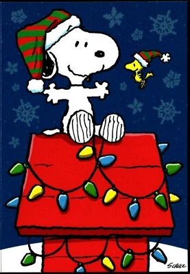 PEANUTS, SNOOPY & WOODSTOCK, CHRISTMAS CARD 2021, VERY NICE, FROM HALLMARK