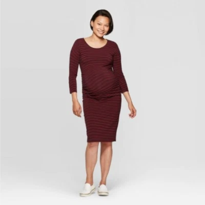 Maternity Striped Midi T-shirt Dress - Isabel Maternity - Various Sizes - C383 - Image 1 of 2