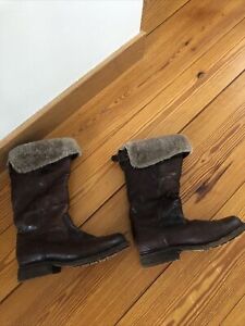 Frye Valerie Shearling Boots 8 Mid-Calf Harness Rubber Sole Winter 459.00 Retail