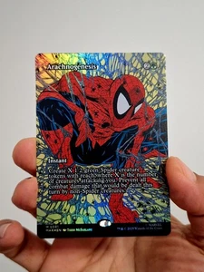 Magic the Gathering MTG, Arachnogenesis Full Art Spider-man 0031 FOIL~NM - Picture 1 of 4