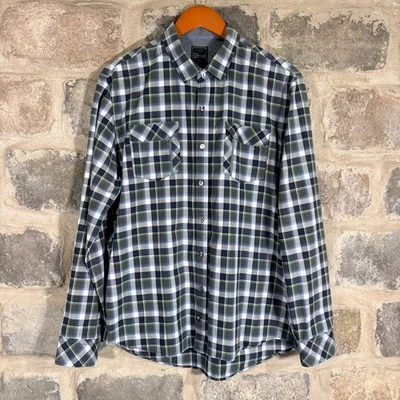 Camisa 7 Diamonds para hombre a cuadros manga larga con botones XL verde azul blanco Foto 1 de 4