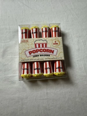 CHARCOAL COMPANION Set Of 4 Corn Holders Popcorn Large Handles Easy Grip Stainless Summer Fun Decor