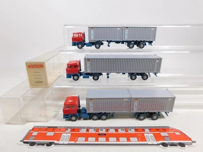 3x wiking H0 1:87 Semirimorchio Del Contenitore/Camion DAF: 24 524 ecc Mint + - Immagine 1 di 4