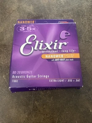 Elixir Nanoweb 80/20 Extra Light Acoustic Guitar Strings - .010-.047 - Image 1 of 4