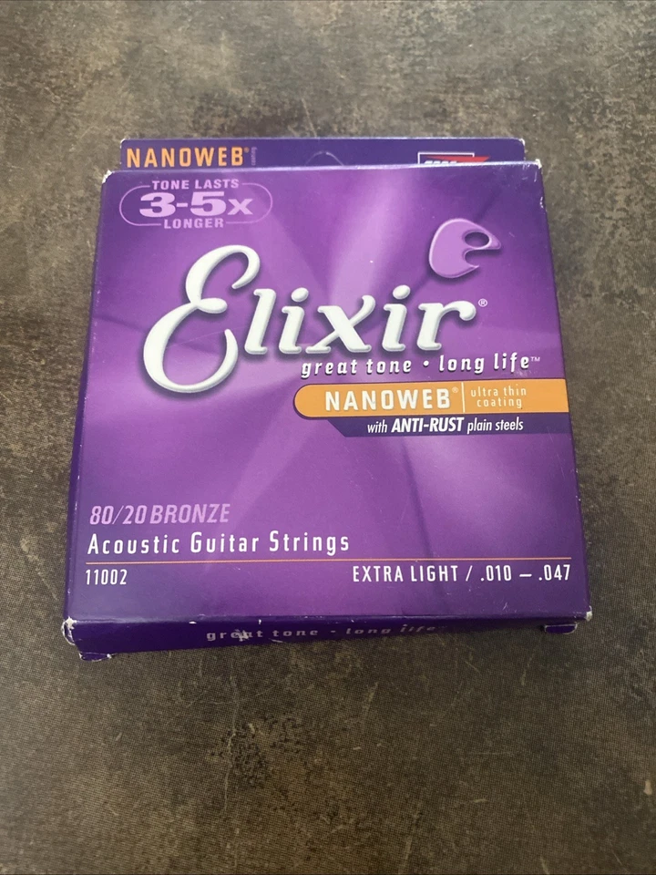 Elixir Nanoweb 80/20 Extra Light Acoustic Guitar Strings - .010-.047 - Image 1 of 4