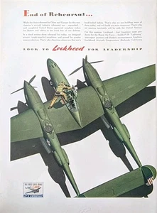 1942 Vintage Lockheed Aircraft Corporation Print Ad WWll Fighter Plane. Airforce - Imagen 1 de 1