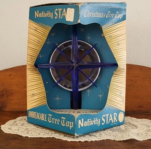 VINTAGE BRADFORD NATIVITY STAR REFLECTIVE CHRISTMAS TREE TOPPER MCM 8"X10" - Picture 1 of 9