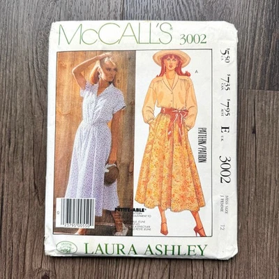 Conjunto de falda top vintage McCalls 3002 patrón de costura talla pequeña Laura Ashley años 80 SIN CORTAR Foto 1 de 2