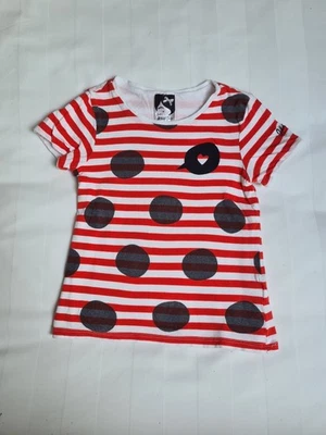 Ikks Girls Red White Striped Reversible Sailor Nautical T Shirt Age 6 - Image 1 of 4