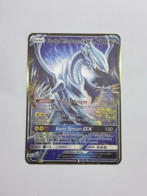 Blue Eyes White Dragon GX Pokemon Gold Metal Fan Art Textured Collector Card - Image 1 of 2