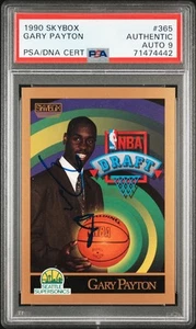 Gary Payton Signed 1990 Skybox Rookie #365 - Auto Mint 9 (PSA/DNA) - Picture 1 of 2