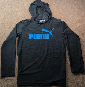 Puma Top Hooded Sweatshirt Boy's M10/12 Black Hoodie Athletic Logo Long Sleeve - Picture 1 of 9