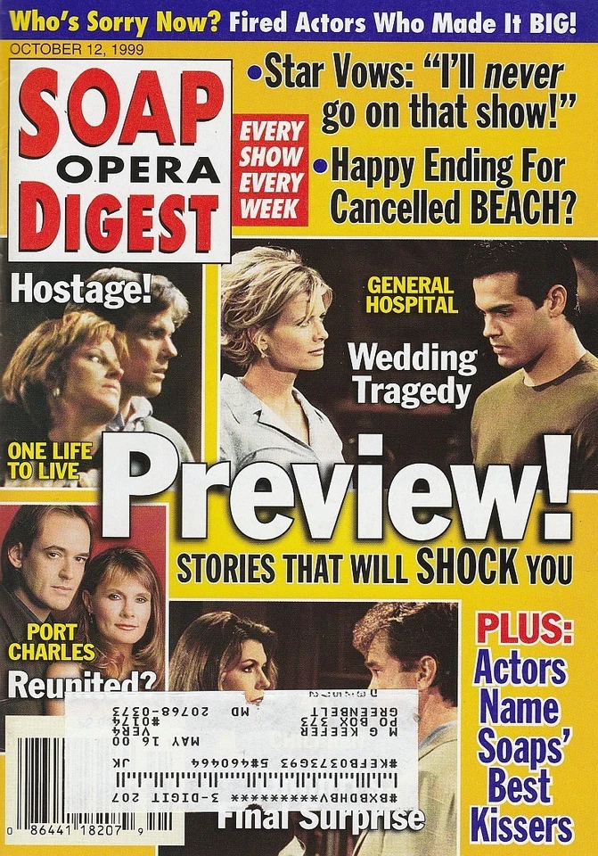 Soap Opera Digest Oct 12 1999 JASON BIGGS-AMANDA BEARSE-MAITLAND WARD-LINDA DANO - Image 1 of 4