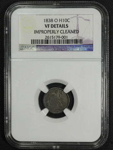 1838 O No Stars Seated Liberty Silver Half Dime NGC VF Details - Improp. Cleaned Cover