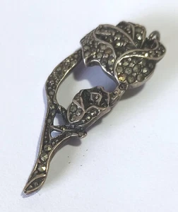 Vintage (Antique?) Silver-tone Marcasite Flower Pendant - Picture 1 of 9