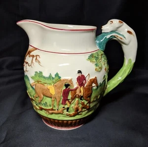 Antique Wedgwood Etruria Dye Ken John Peel Pitcher Dog Hunting Scene Painted - Picture 1 of 14