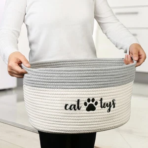 Large Cotton Rope Storage Basket Organizer Baby Toys Laundry Bin with Handle - Picture 1 of 7