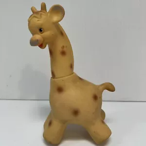 Juguetes enrollables de colección jirafa de goma chirridos de Alemania Occidental RARO años 50 - Imagen 1 de 6