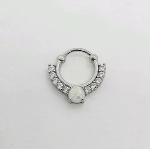 Daith Crystal surgical steel Ring Helix Cartilage Tragus Piercing Hoop CLICKER - Picture 1 of 1