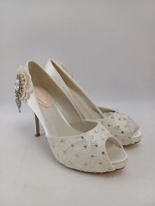 Pink Paradox London Bridal Shoes 'Fancy' Ivory Satin EU37 UK4 - Picture 1 of 9