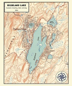 Karte von Highland Lake New Jersey 1954 - Bild 1 von 4