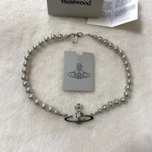 Vivienne Westwood Necklace Pearl Choker Silver Pearl (Gray) IN BOX - Picture 1 of 8