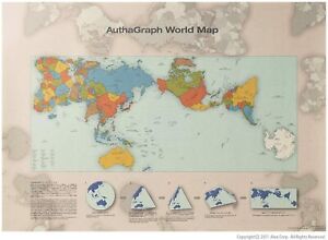 AuthaGraph World Map World Map Poster Brand New W841mm H594mm ALEXCIOUS
