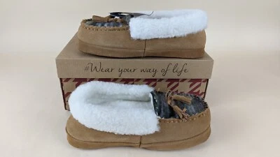 Muk Luks Sia Moccasin Slippers Womens 6 Brown Suede Wool Blend Slip On Shoes NWB - Image 1 of 4